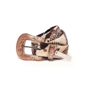 HIGH HORSE BELT COW AND SWAROVSKY Woman Brown White Multicolor