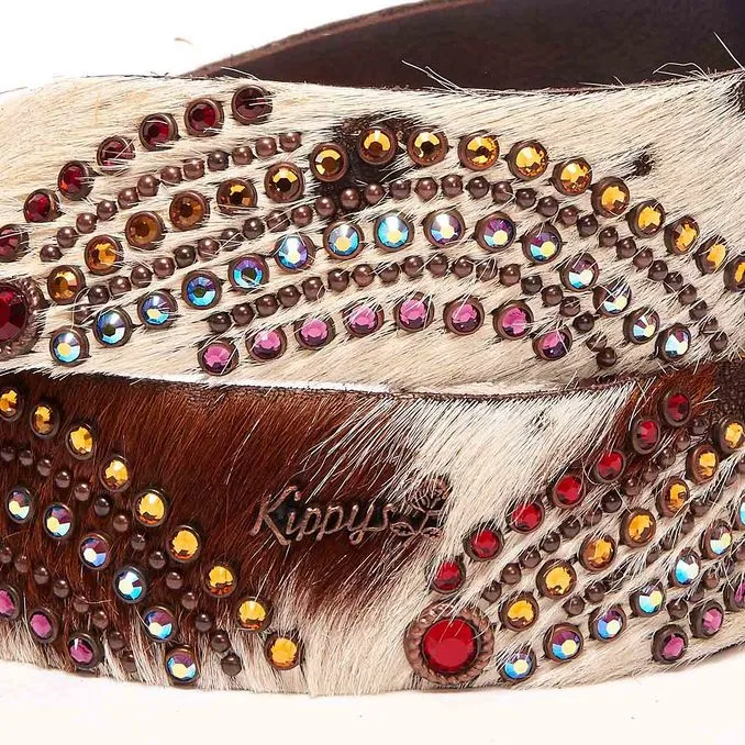 HIGH HORSE BELT COW AND SWAROVSKY Woman Brown White Multicolor