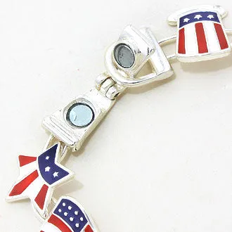 iLLASPARKZ Enamel American USA Flag Link Magnetic Bracelet