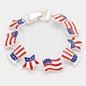 iLLASPARKZ Enamel American USA Flag Link Magnetic Bracelet