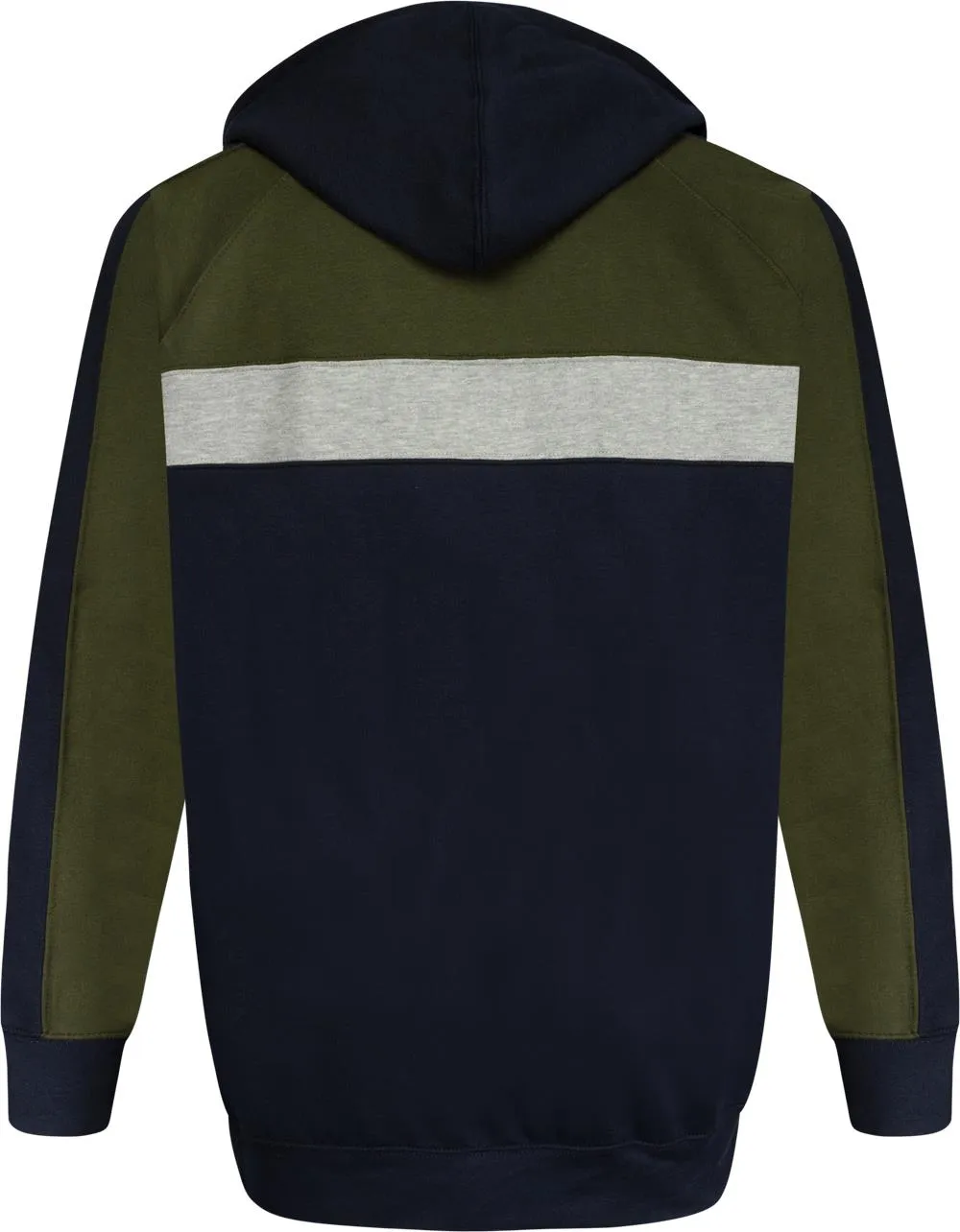 Kam Chevron Panelled Zip Hoody - Khaki