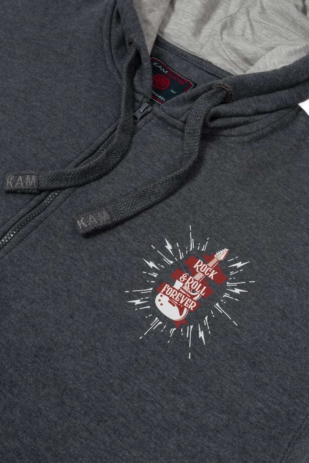 Kam Rock & Roll Detailed Zip Thru Hoody - Blue