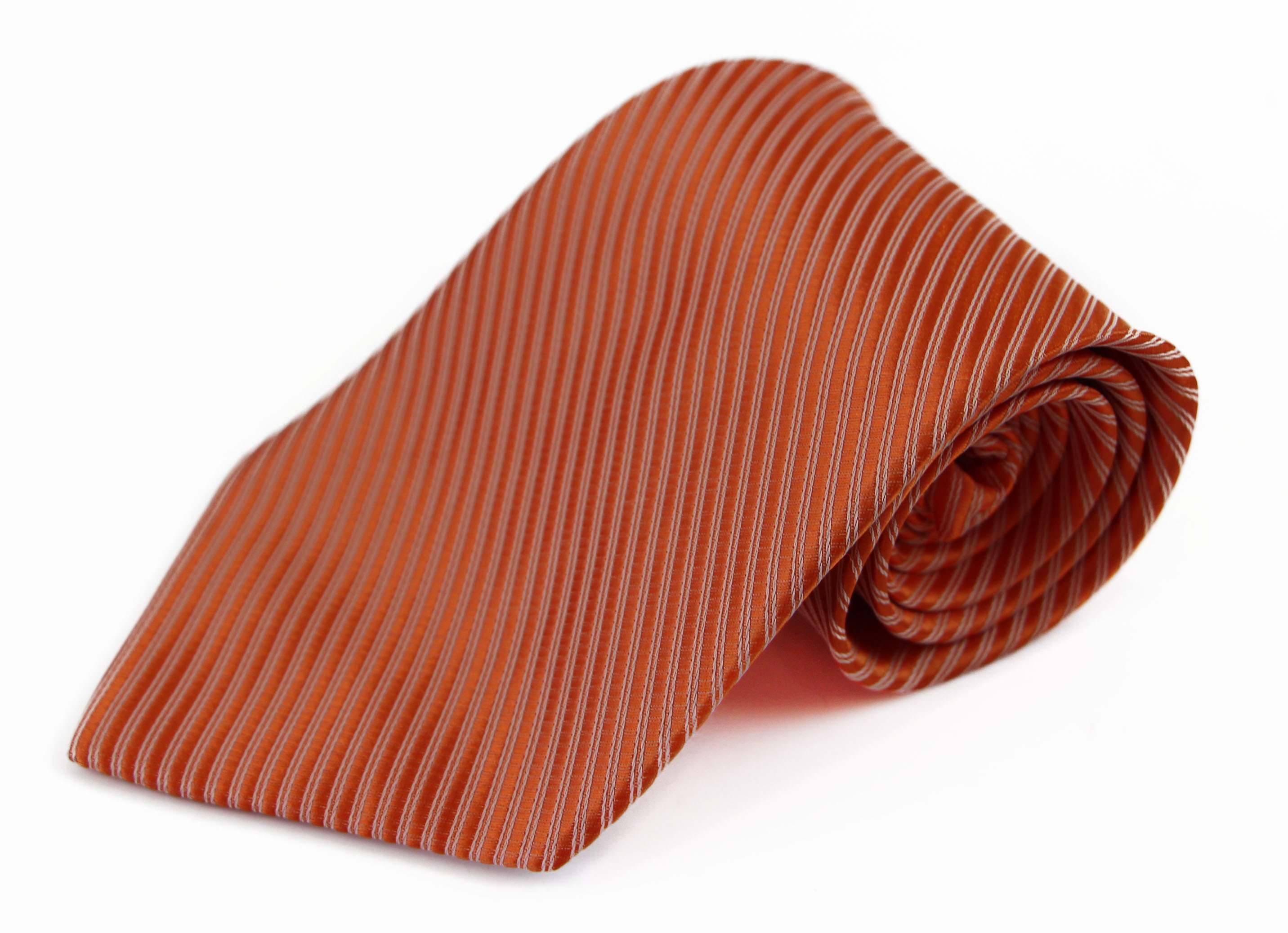 Mens Orange Striped 10cm Classic Neck Tie