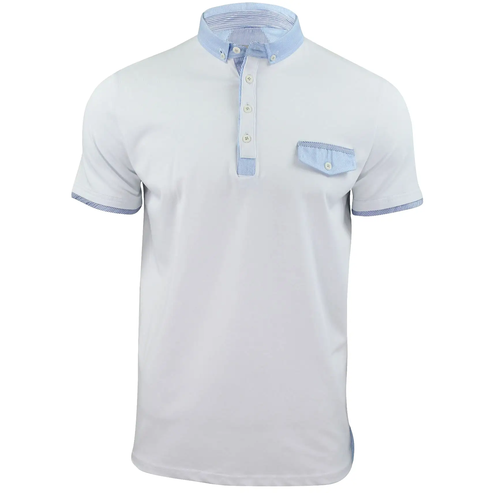 Mens Polo Shirt Xact Clothing Cotton Rich Polka Dot Collar & Trims Stretch Lycra