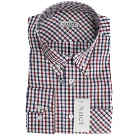 Mens Shirt Gingham Check by Xact - Fashion Long Sleeve Button Down