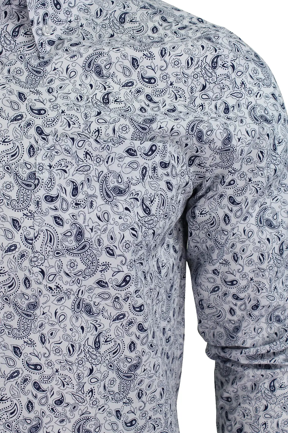 Mens Shirt Paisley by Xact - Fashion Long Sleeve Button Down