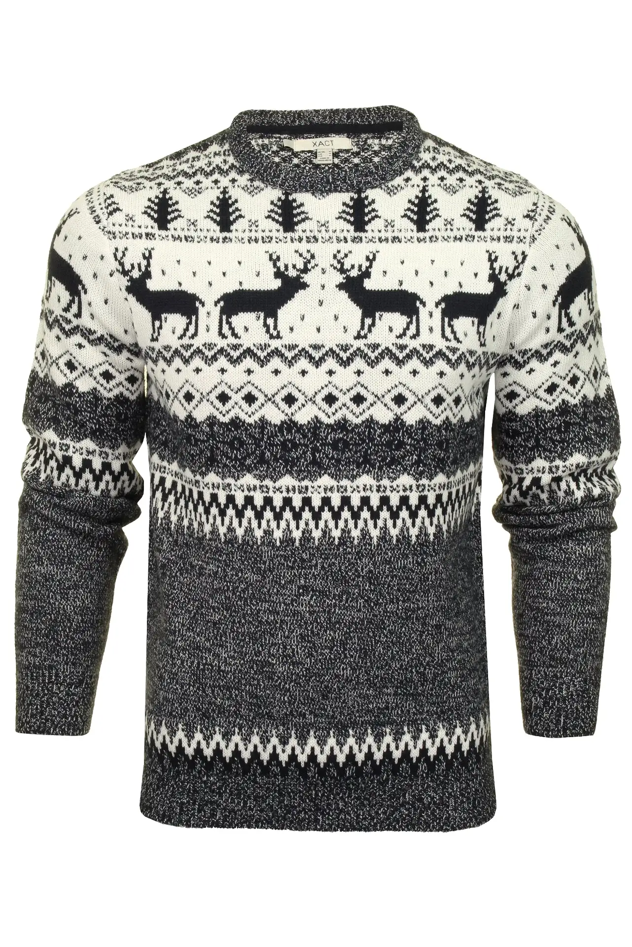 Mens Xact Christmas/ Xmas Jumper 'Reindeer Fairisle Crew'