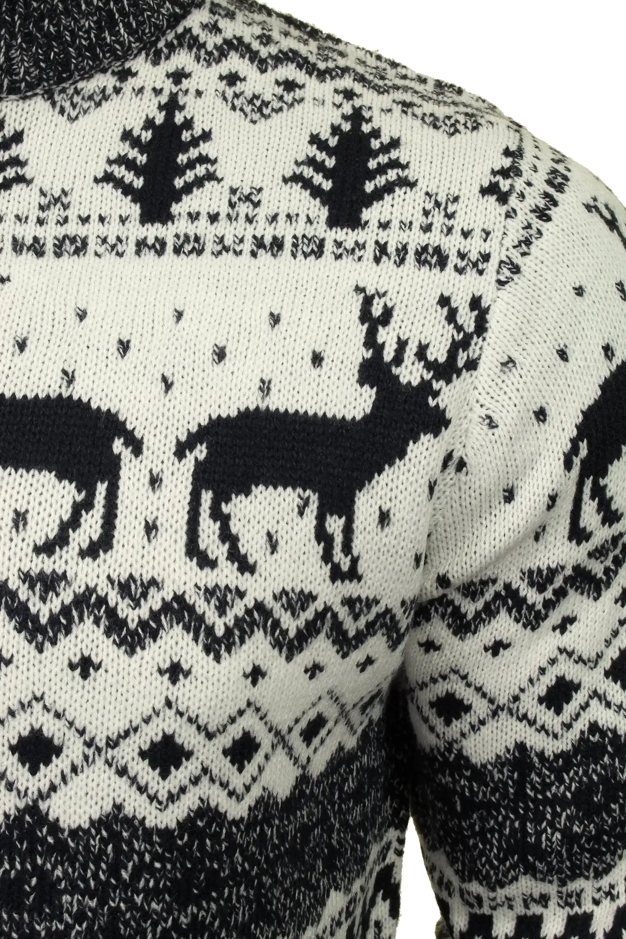 Mens Xact Xmas Christmas Jumper 'Reindeer Fairisle Quarter Zip Crew'