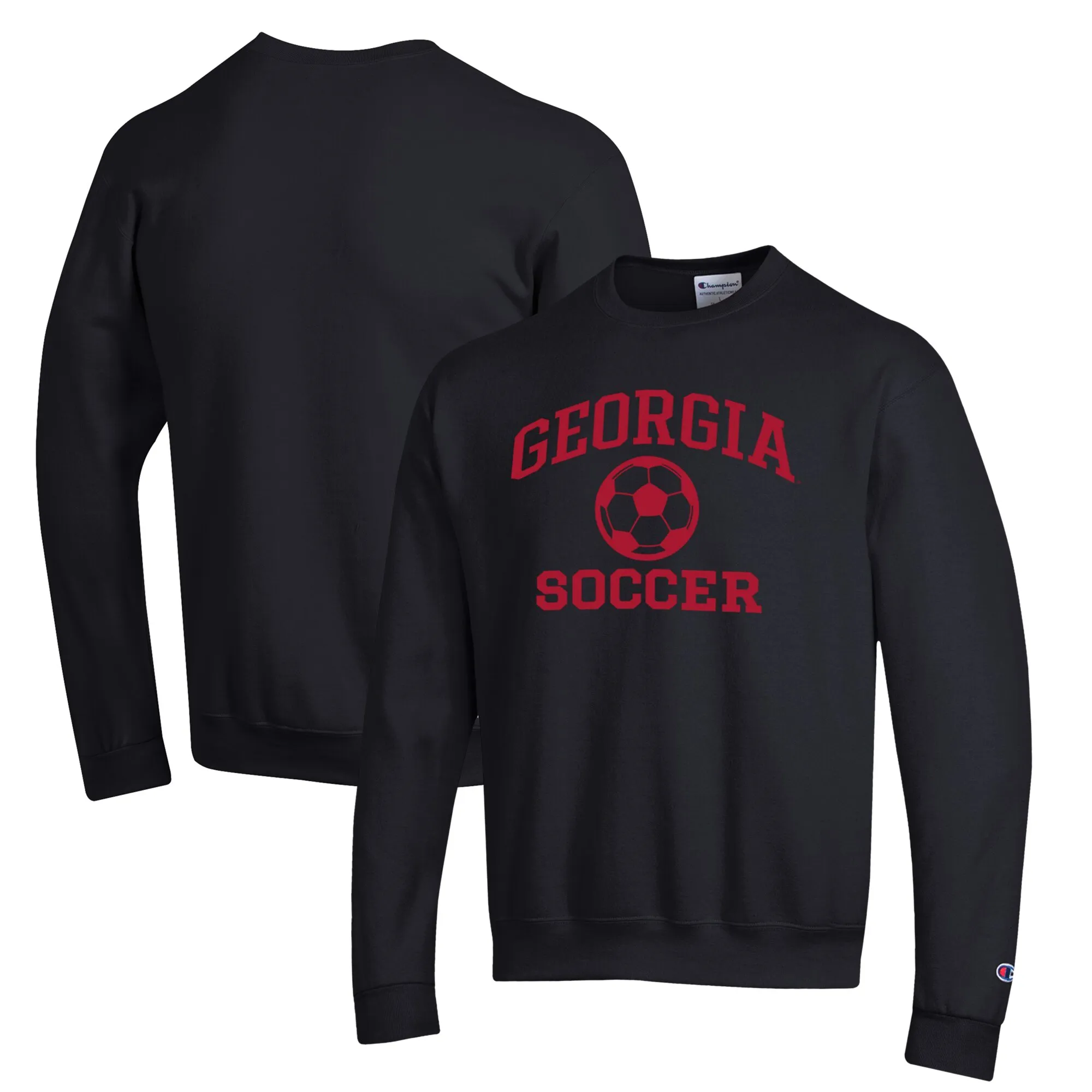 Men's Champion Black Georgia Bulldogs Soccer Icon Powerblend Pullover Sweatshirt