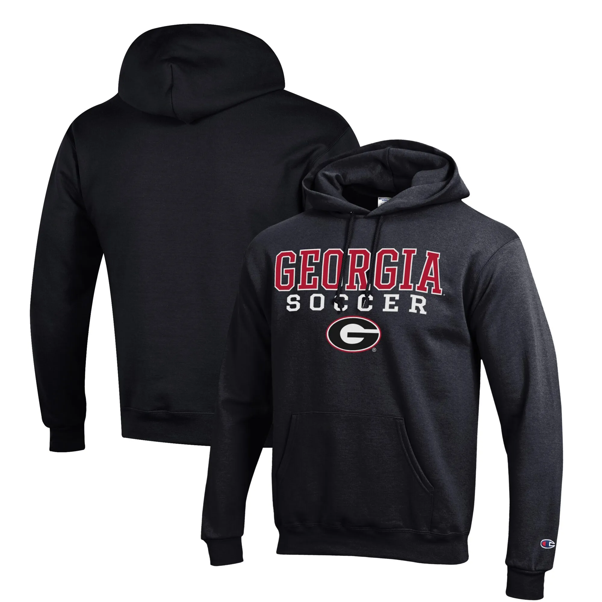 Men's Champion Black Georgia Bulldogs Soccer Stack Logo Powerblend Pullover Hoodie