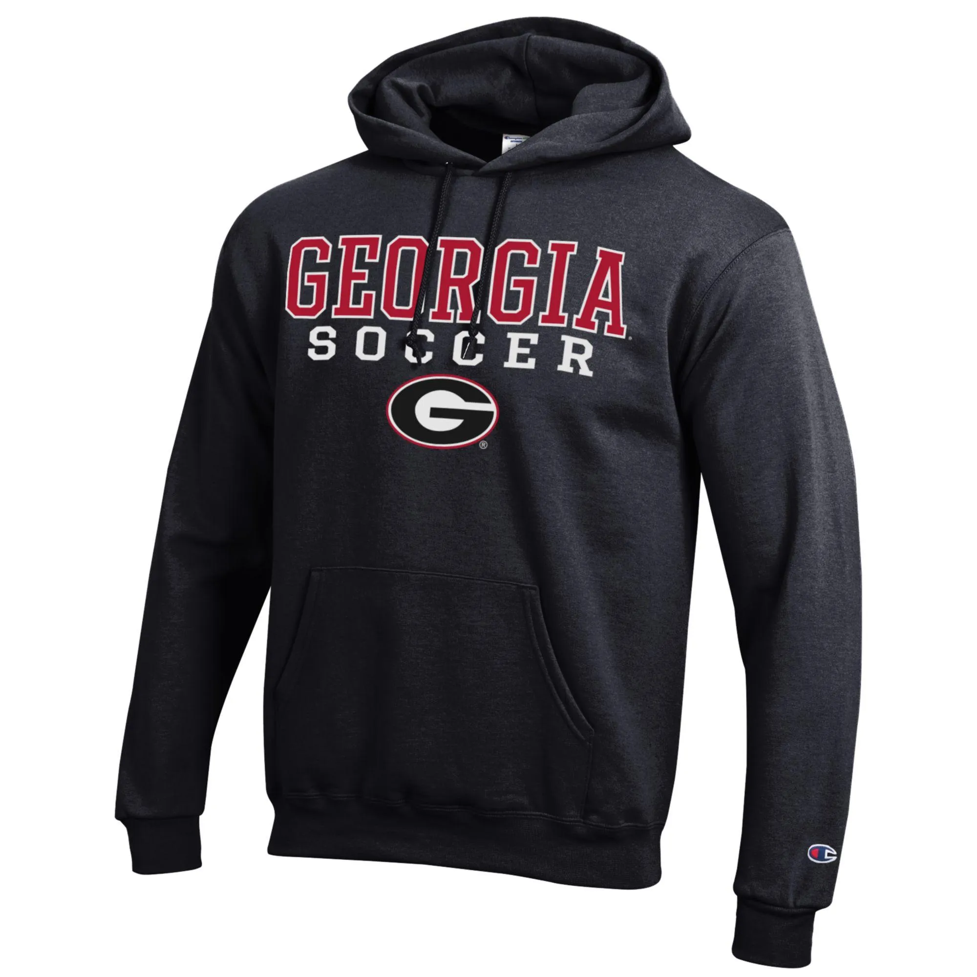 Men's Champion Black Georgia Bulldogs Soccer Stack Logo Powerblend Pullover Hoodie