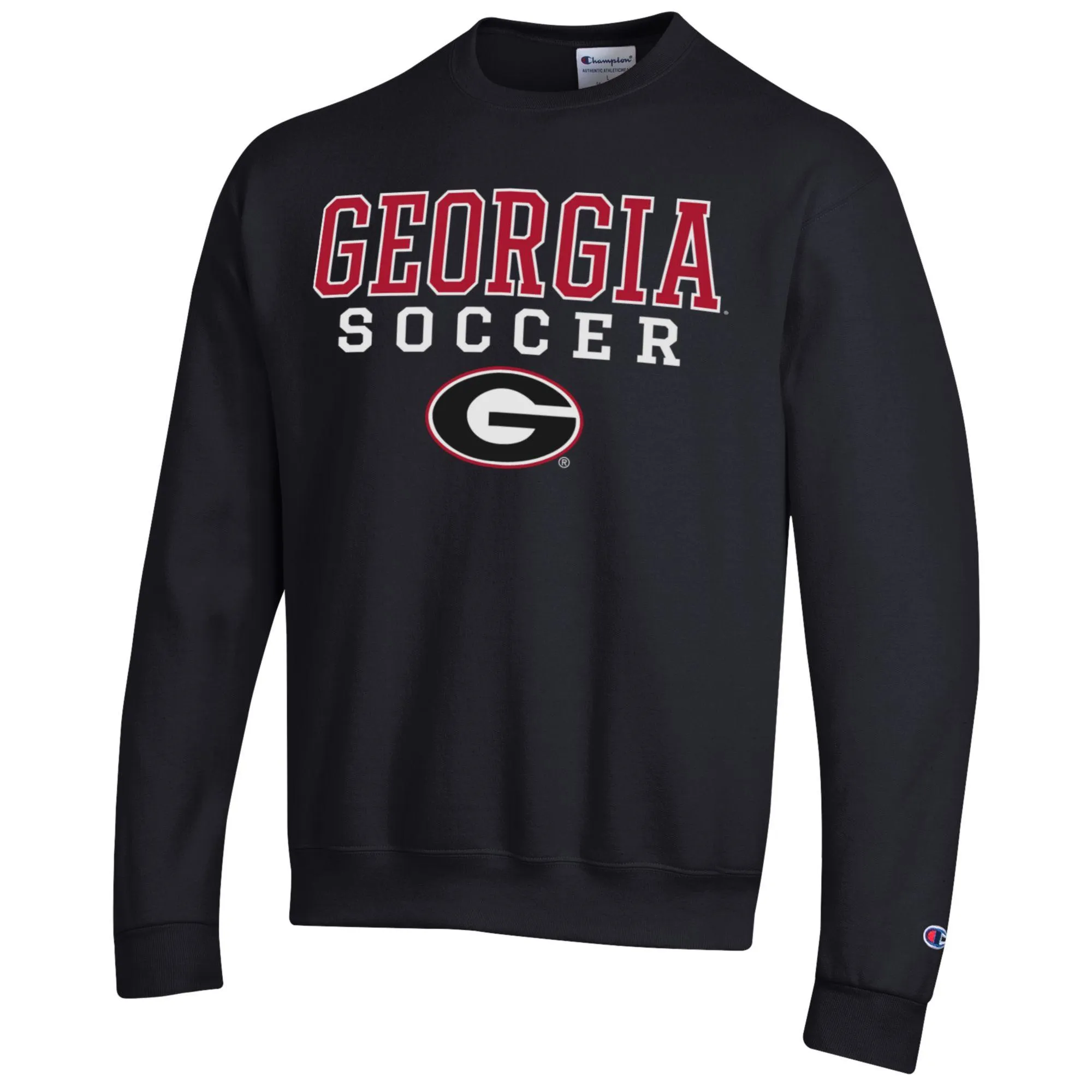 Men's Champion Black Georgia Bulldogs Soccer Stack Logo Powerblend Pullover Sweatshirt