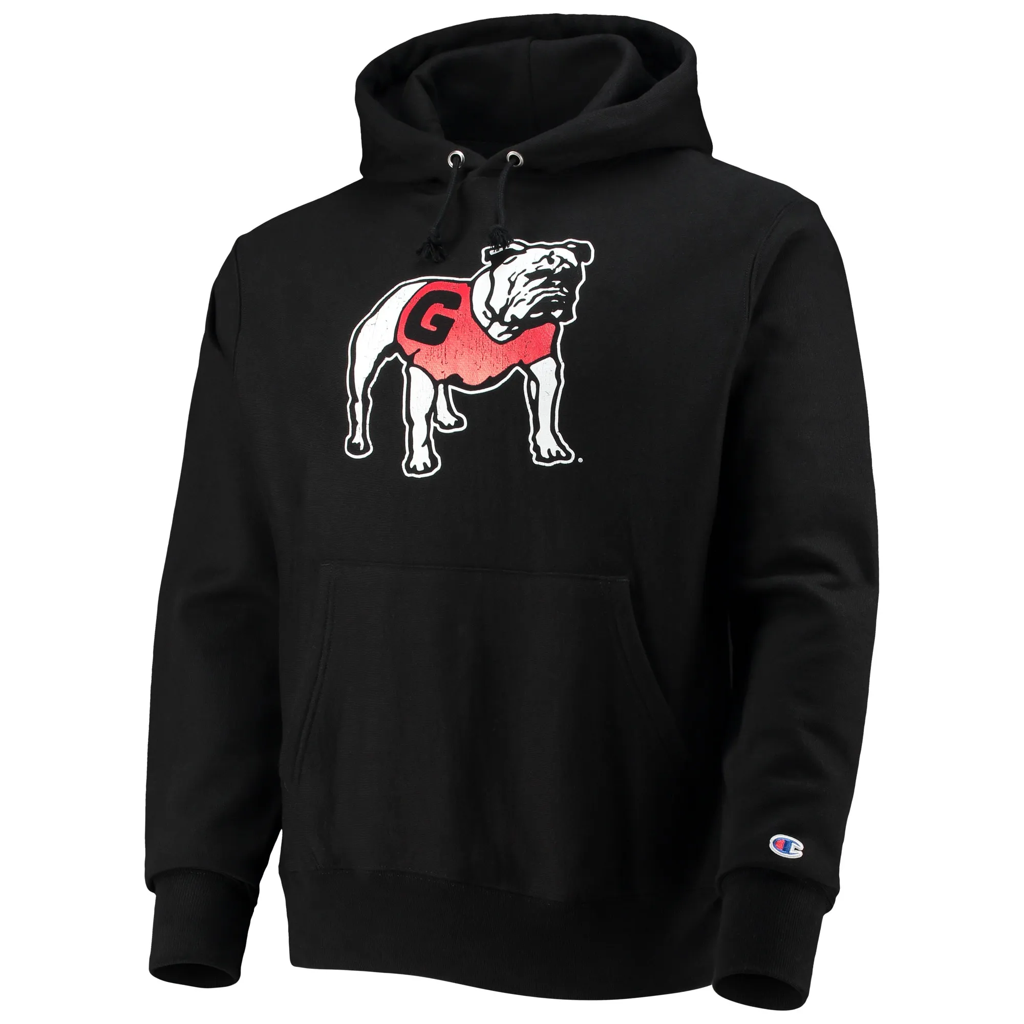 Men's Champion Black Georgia Bulldogs Vault Logo Reverse Weave Pullover Hoodie