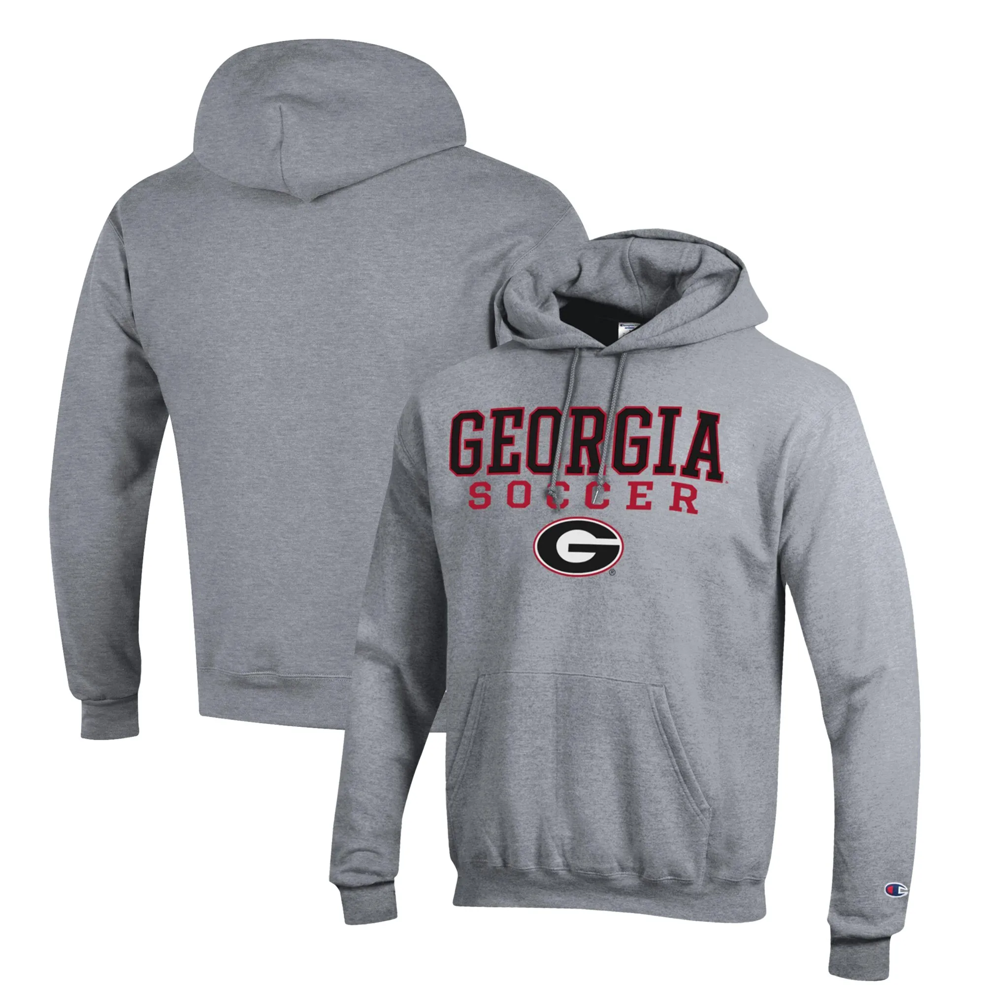 Men's Champion Gray Georgia Bulldogs Soccer Stack Logo Powerblend Pullover Hoodie