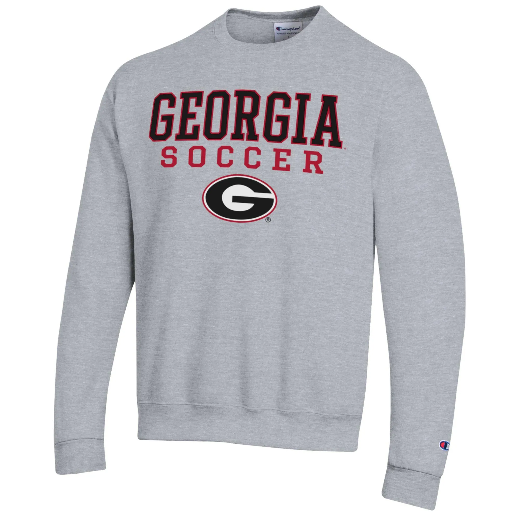 Men's Champion Gray Georgia Bulldogs Soccer Stack Logo Powerblend Pullover Sweatshirt