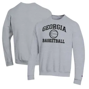 Men's Champion Heather Gray Georgia Bulldogs Basketball Icon Pullover Crewneck Sweatshirt