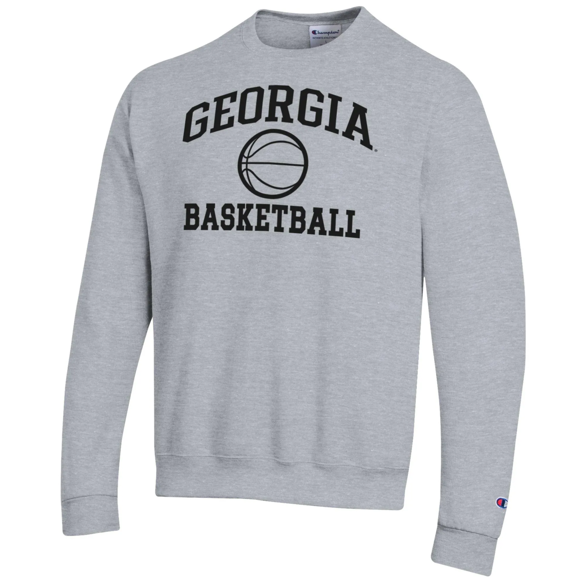 Men's Champion Heather Gray Georgia Bulldogs Basketball Icon Pullover Crewneck Sweatshirt