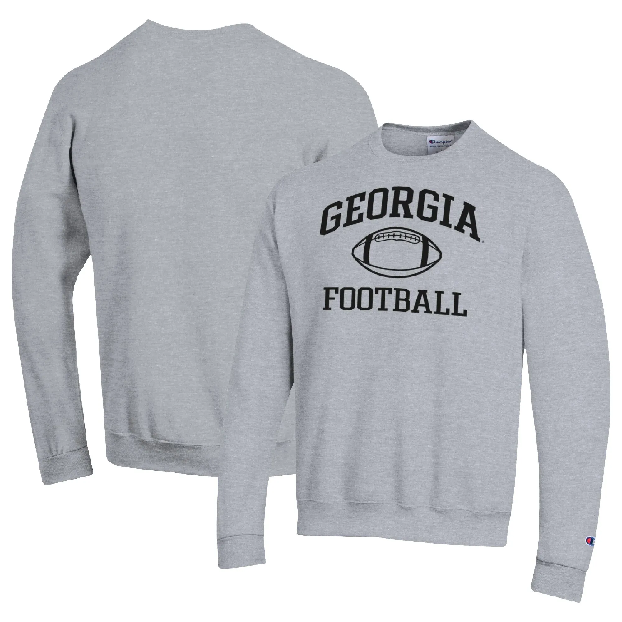 Men's Champion Heather Gray Georgia Bulldogs Football Icon Pullover Sweatshirt