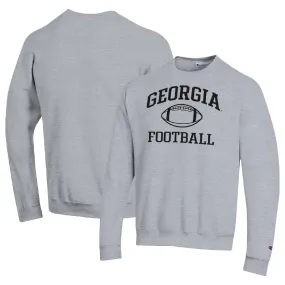 Men's Champion Heather Gray Georgia Bulldogs Football Icon Pullover Sweatshirt