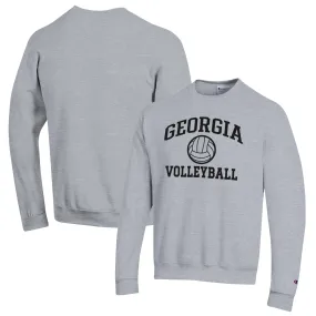 Men's Champion Heather Gray Georgia Bulldogs Volleyball Icon Powerblend Pullover Sweatshirt