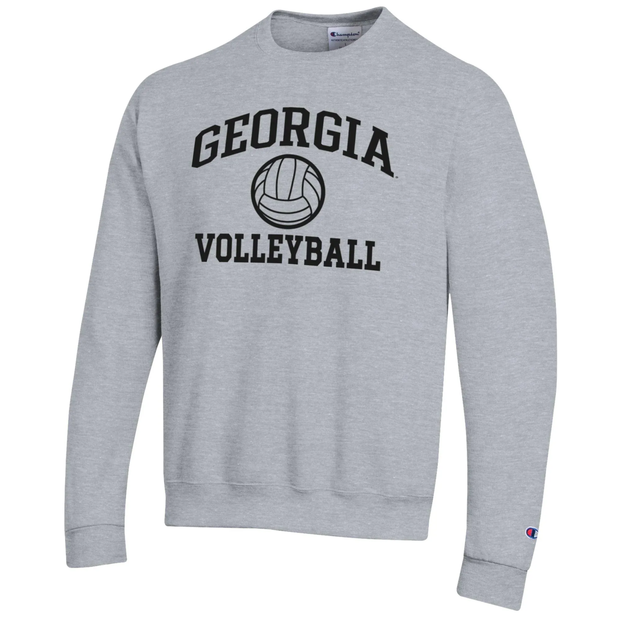 Men's Champion Heather Gray Georgia Bulldogs Volleyball Icon Powerblend Pullover Sweatshirt