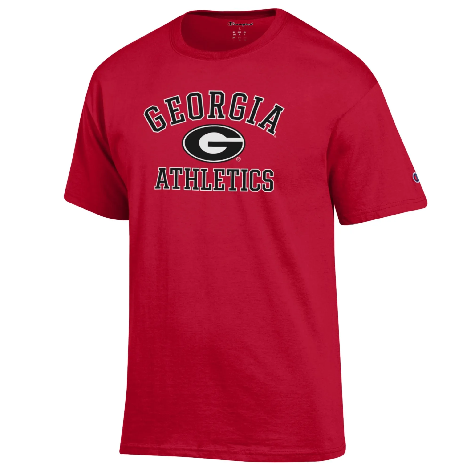 Men's Champion  Red Georgia Bulldogs Athletics Logo T-Shirt