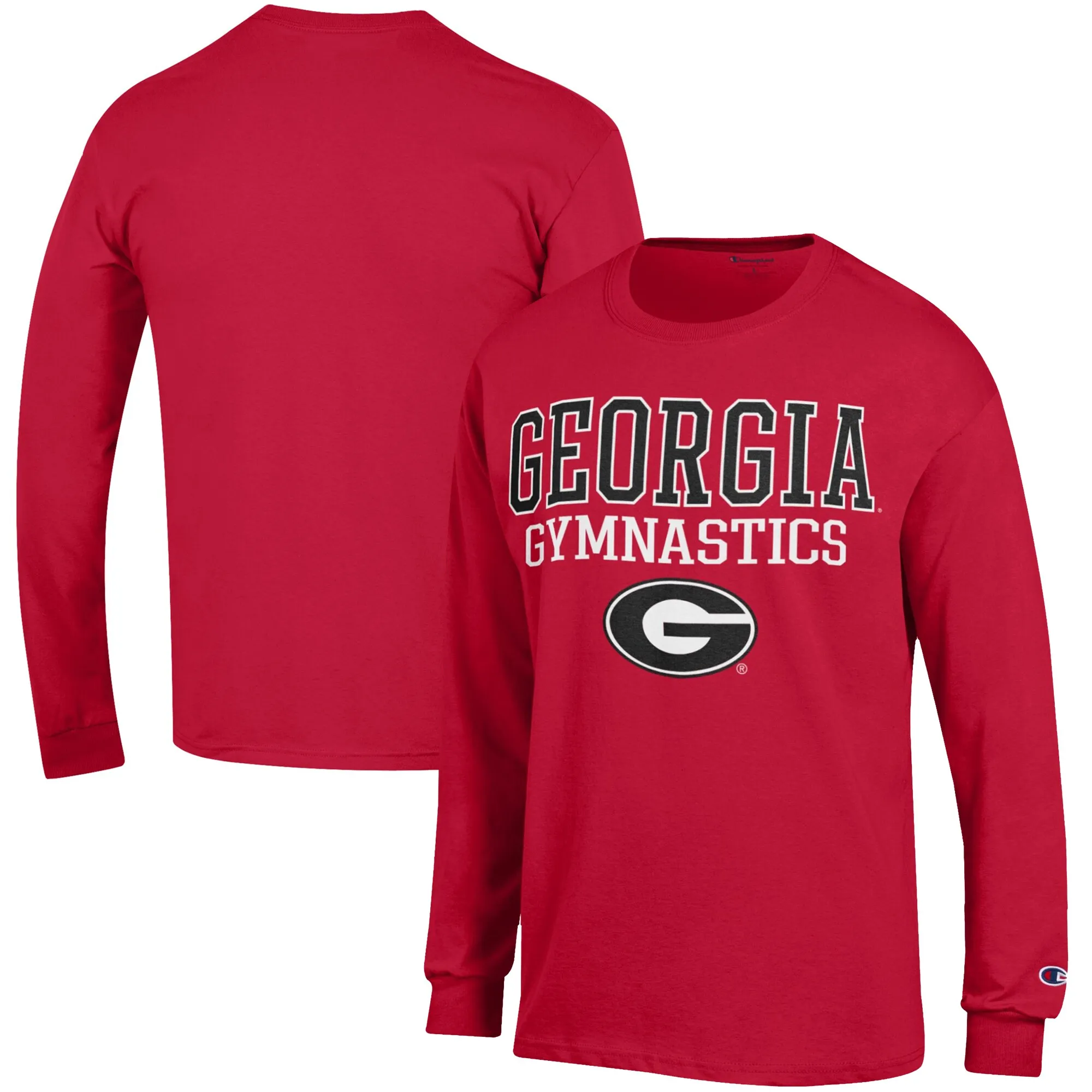 Men's Champion  Red Georgia Bulldogs Gymnastics Stack Long Sleeve T-Shirt