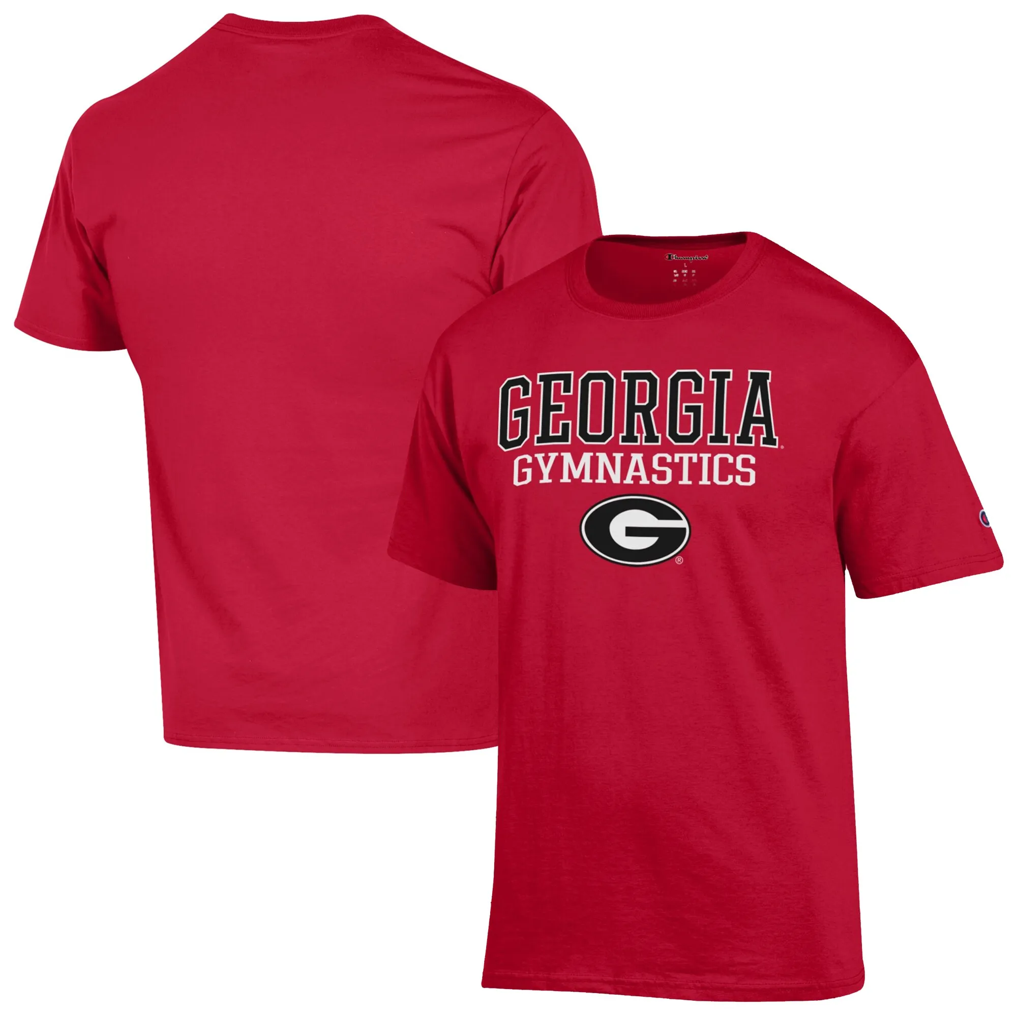 Men's Champion  Red Georgia Bulldogs Gymnastics Stack T-Shirt