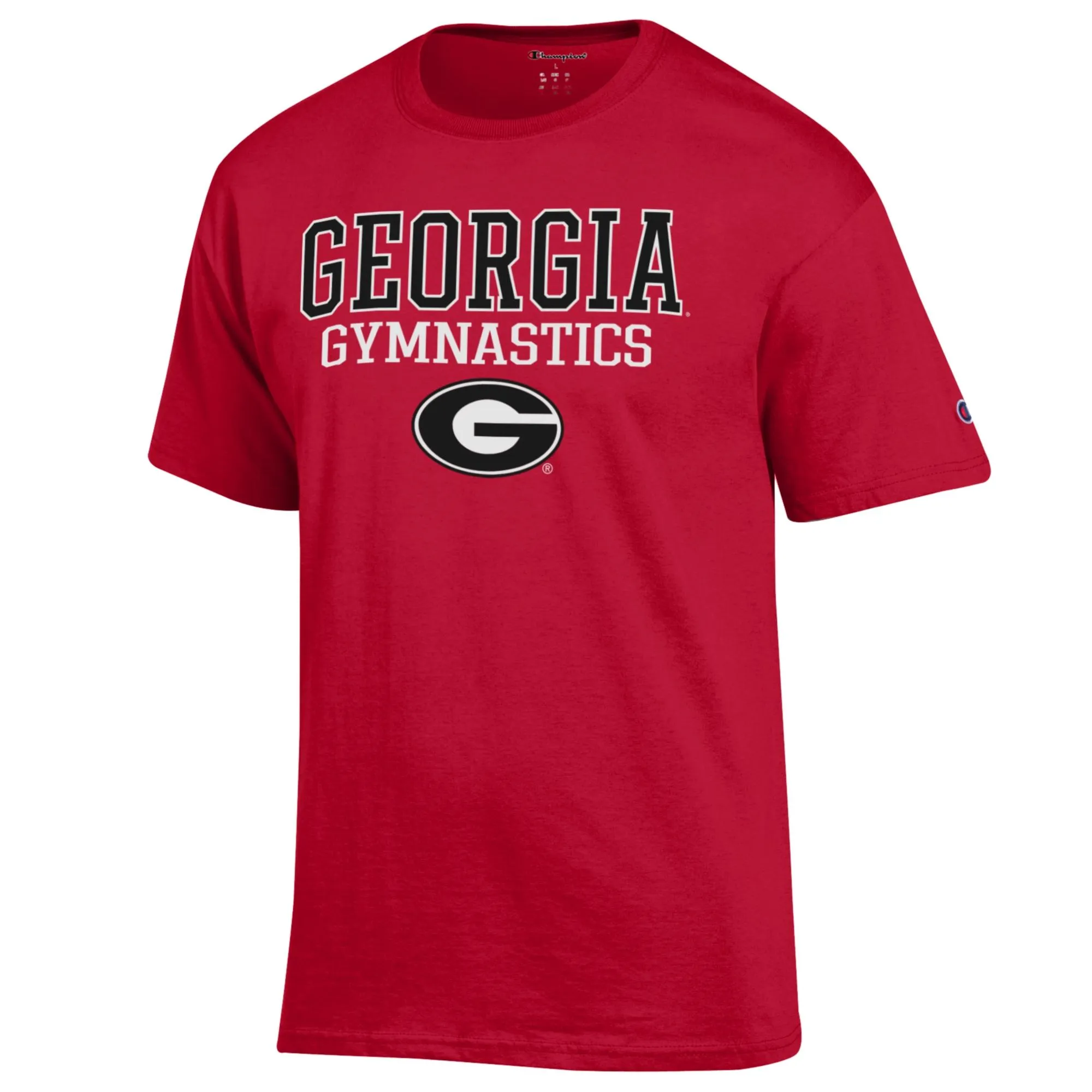 Men's Champion  Red Georgia Bulldogs Gymnastics Stack T-Shirt