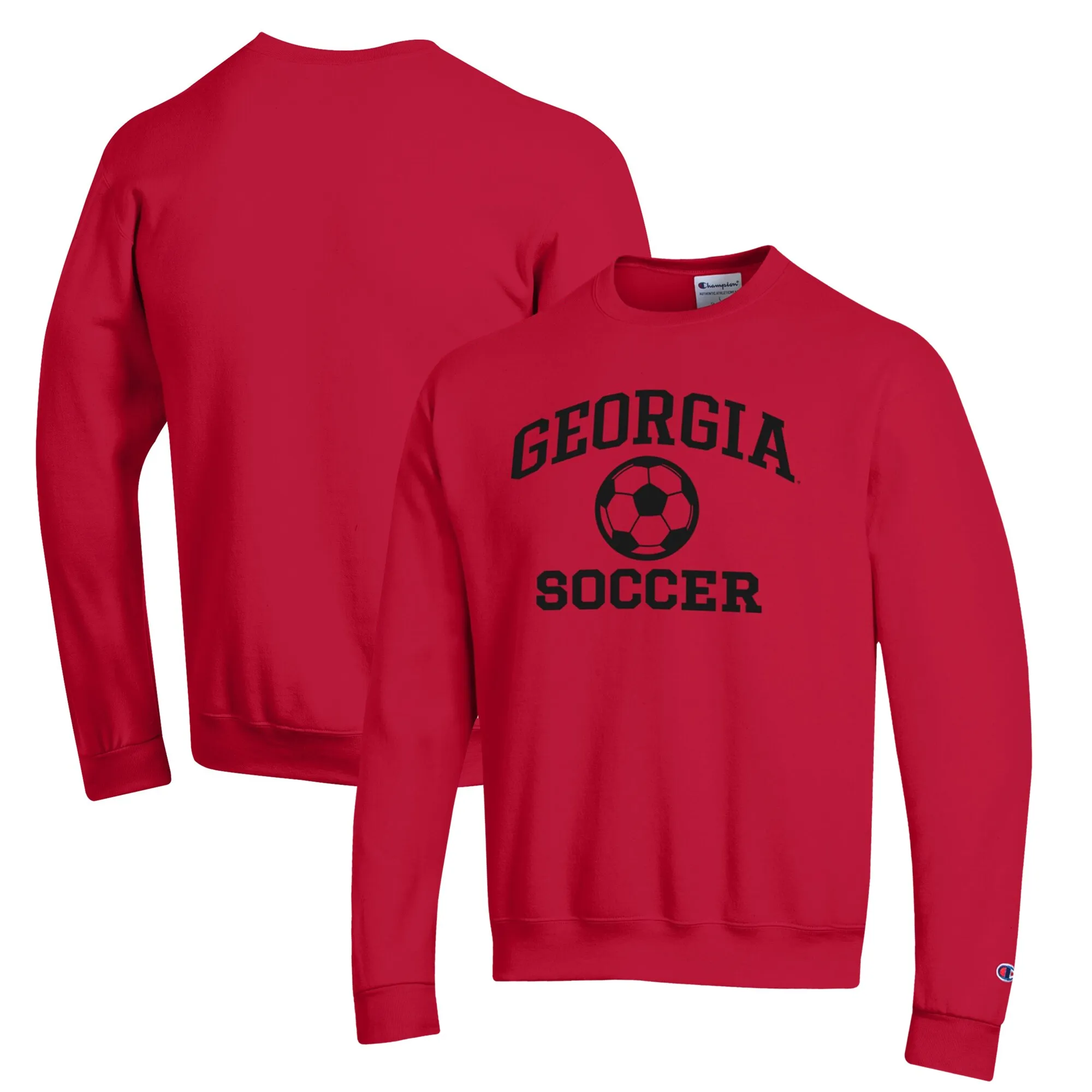 Men's Champion Red Georgia Bulldogs Soccer Icon Powerblend Pullover Sweatshirt