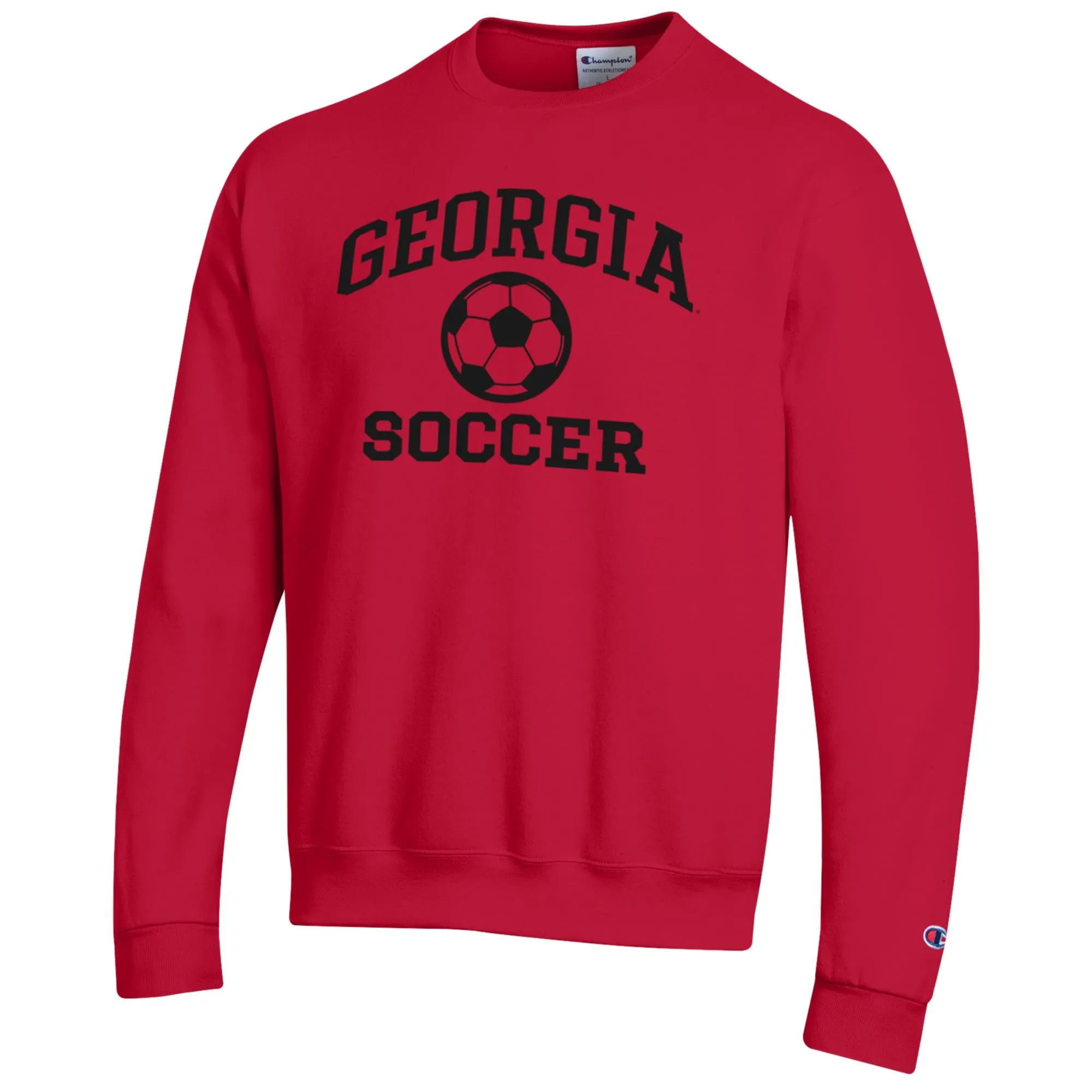 Men's Champion Red Georgia Bulldogs Soccer Icon Powerblend Pullover Sweatshirt