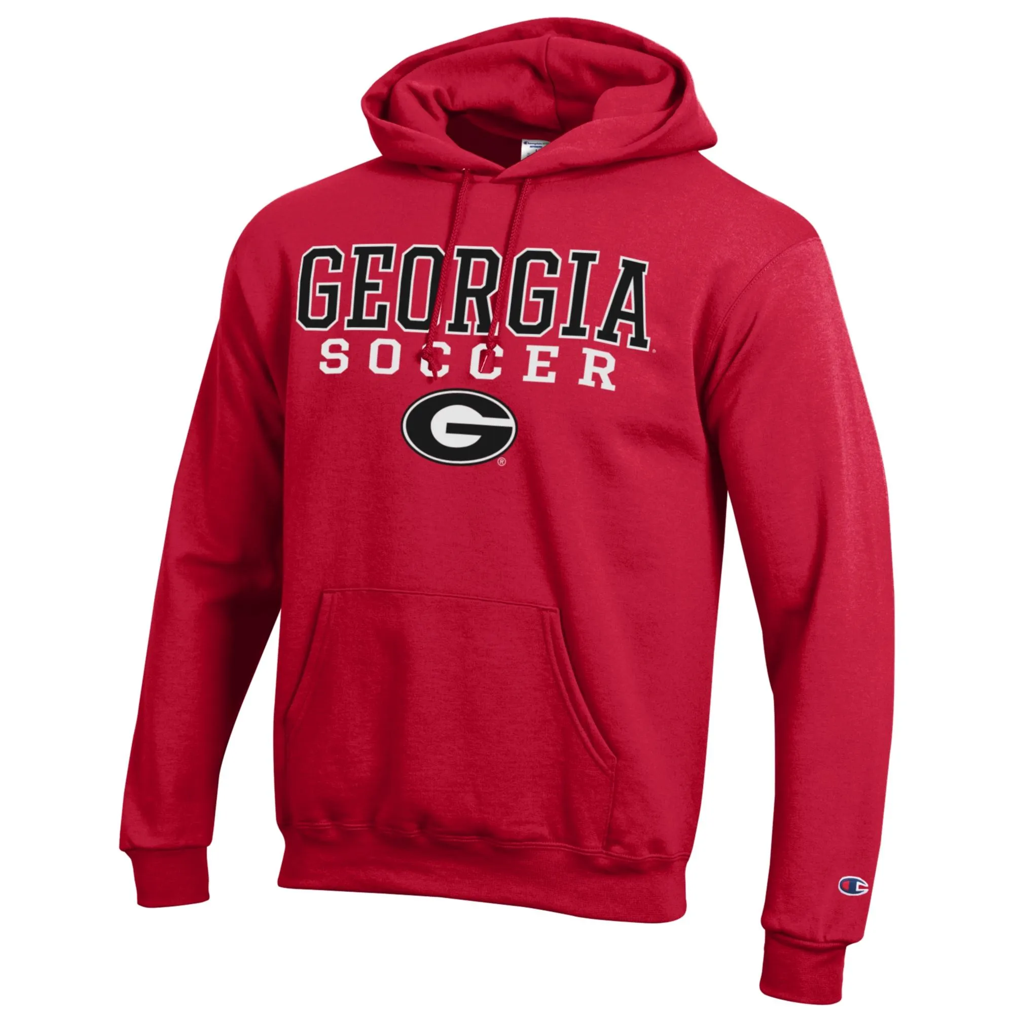 Men's Champion Red Georgia Bulldogs Soccer Stack Logo Powerblend Pullover Hoodie