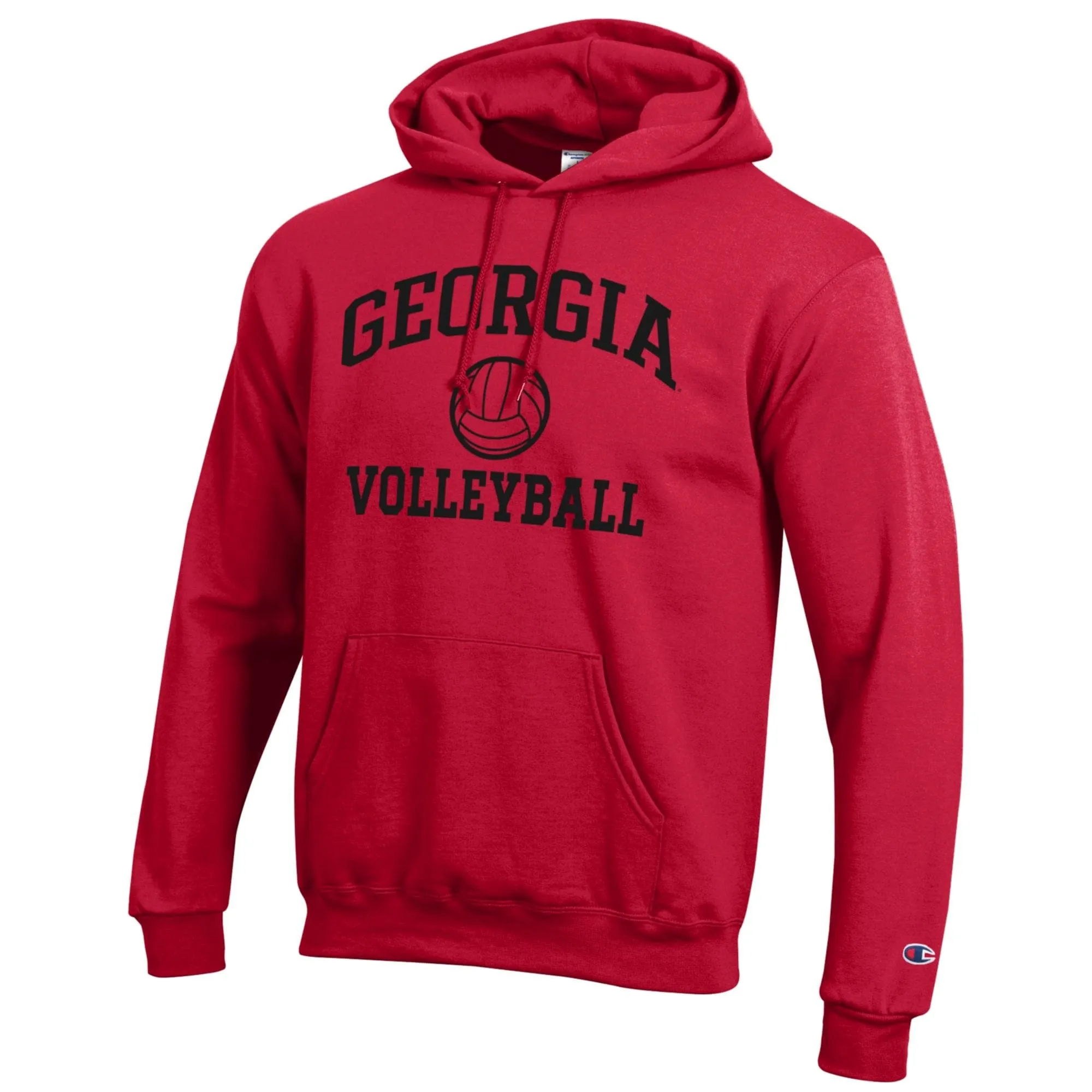 Men's Champion Red Georgia Bulldogs Volleyball Icon Powerblend Pullover Hoodie