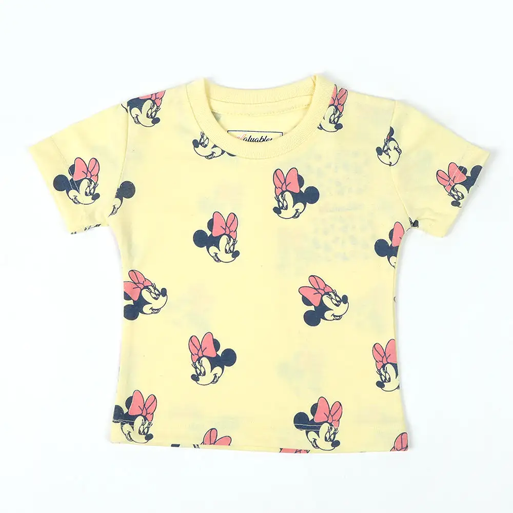 Newborn Girls Half Sleeves T-Shirt - Lemon