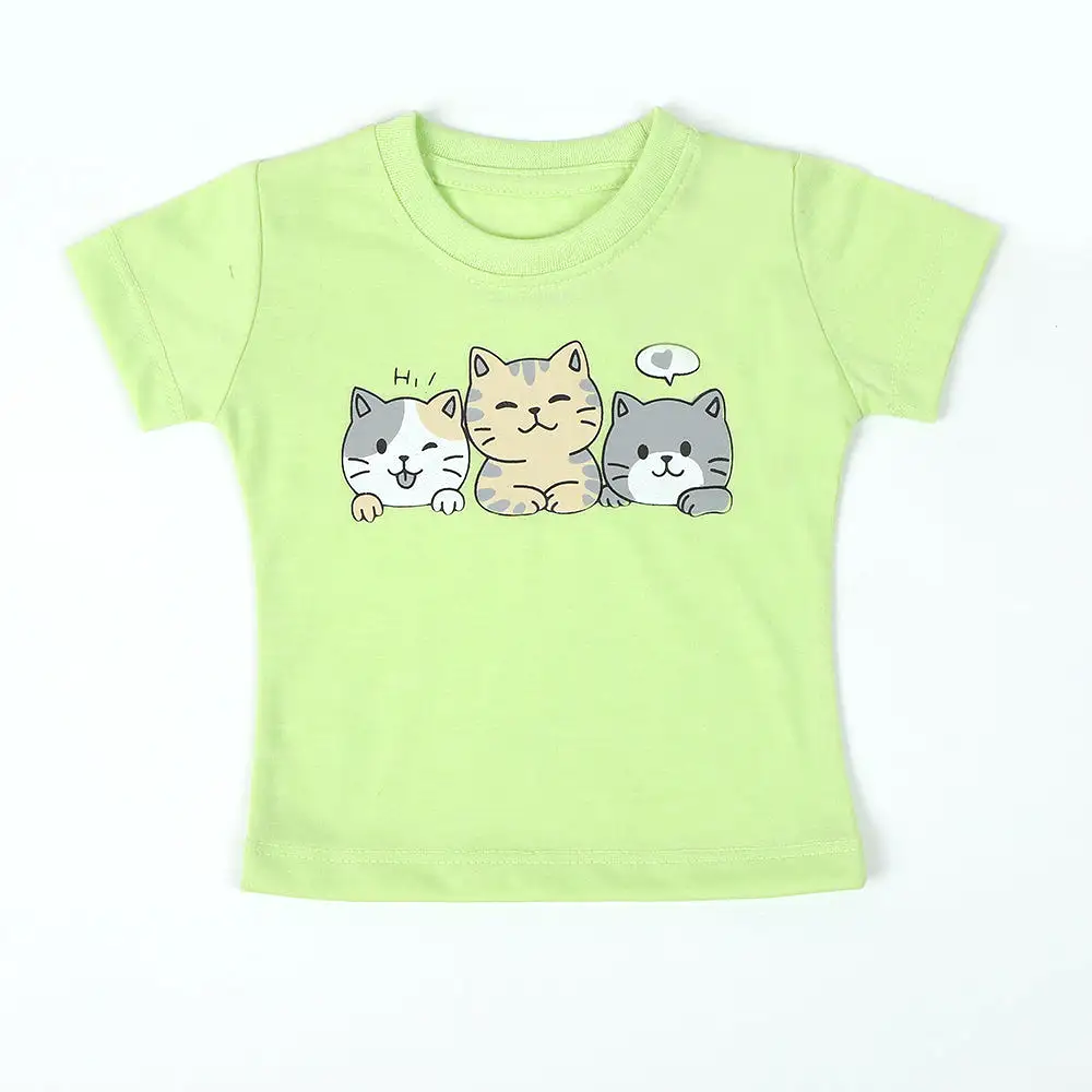 Newborn Girls Half Sleeves T-Shirt - Light Green