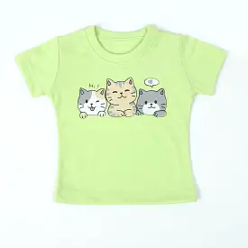 Newborn Girls Half Sleeves T-Shirt - Light Green