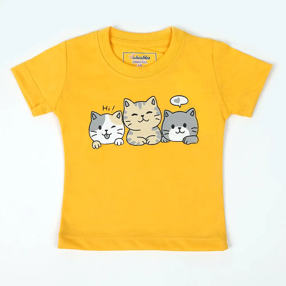 Newborn Girls Half Sleeves T-Shirt - Yellow