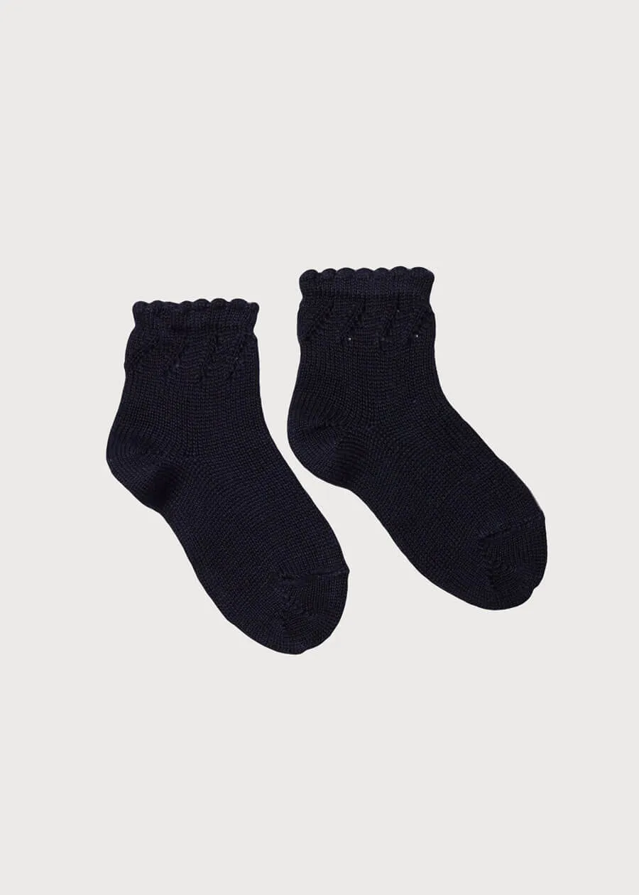 Openwork short socks - Navy (3mths-8yrs)