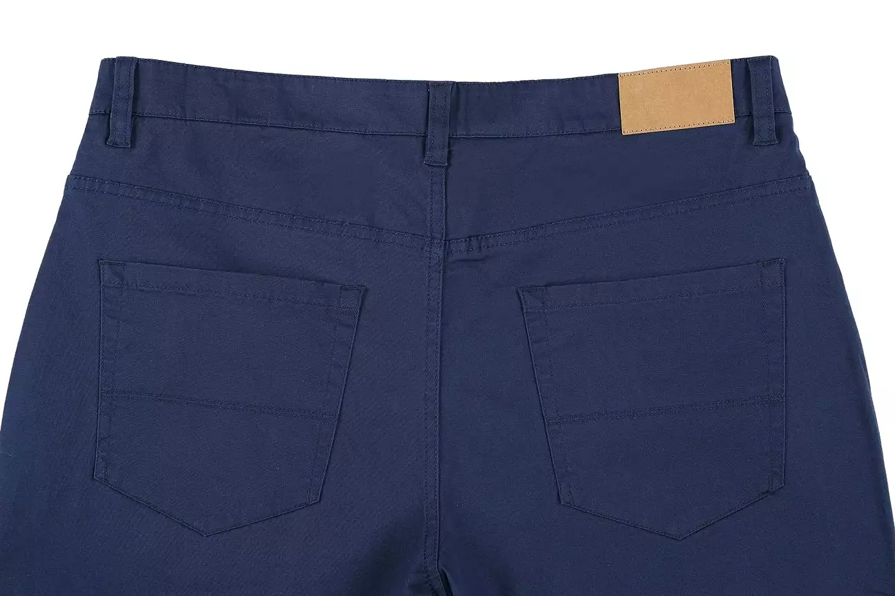 Pellagio Blue 5-Pocket Cotton Stretch Washed Flat Front Chino Pants PF20-23