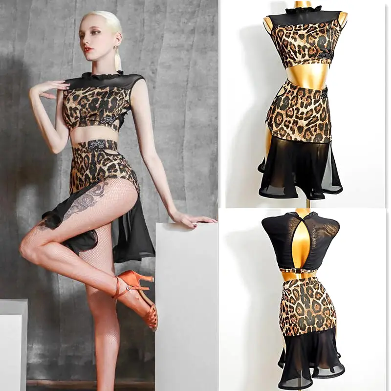 Practice Black & Leopard Latin Dancewear Set | LD504