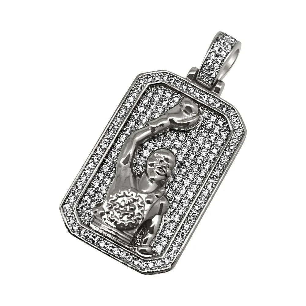 Rhodium Boxing Champion CZ Bling Bling Pendant