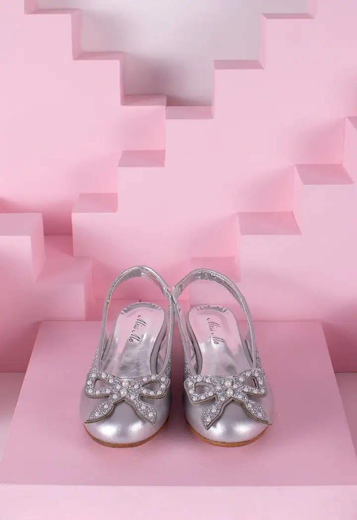 Ribbon Pearl Embellished Half Shoes