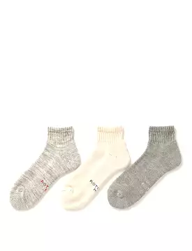 RoToTo Organic Daily 3 Pack Ankle Socks Ecru / Gray