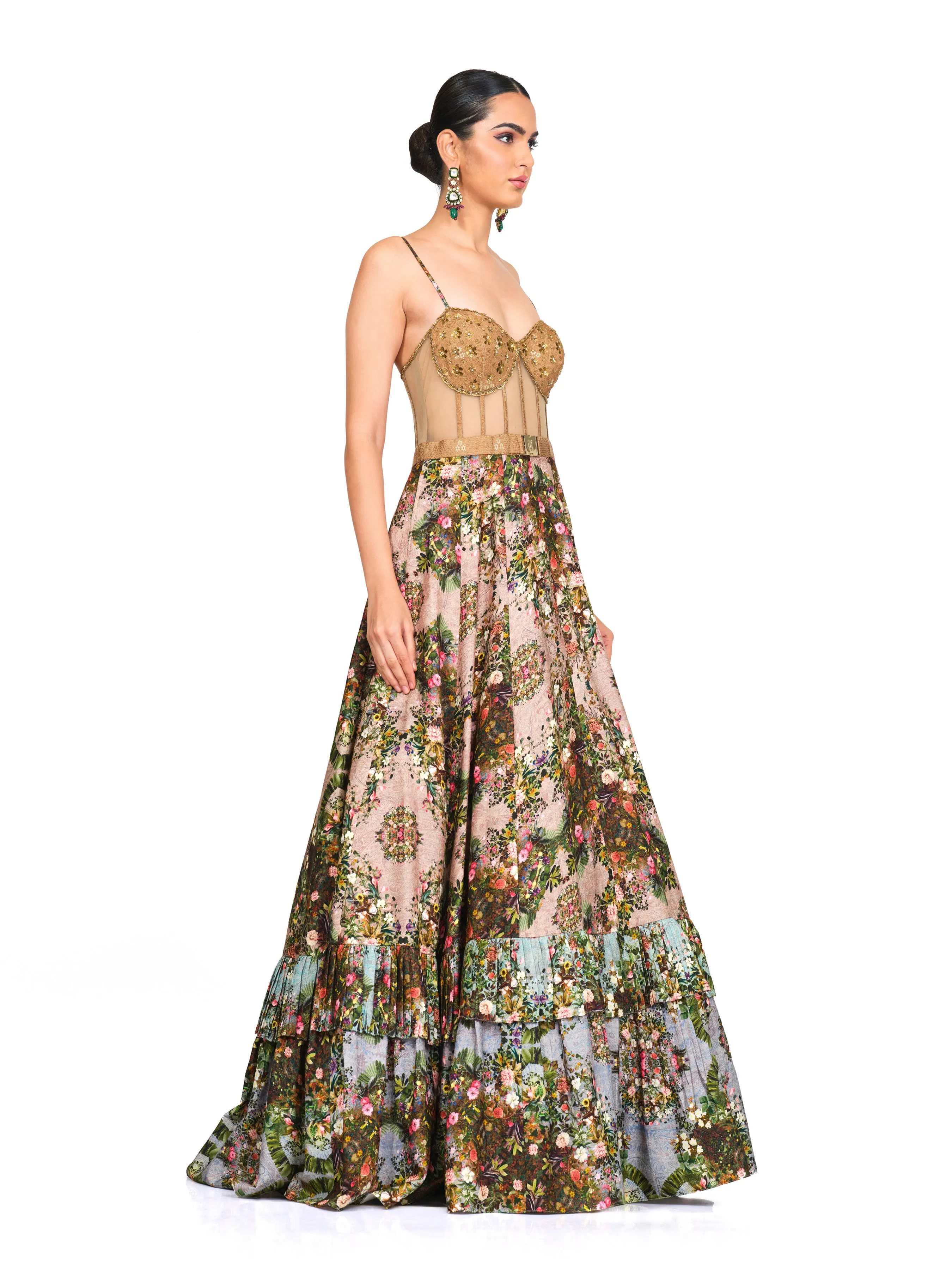 Silk Gown with Brocade Bodice