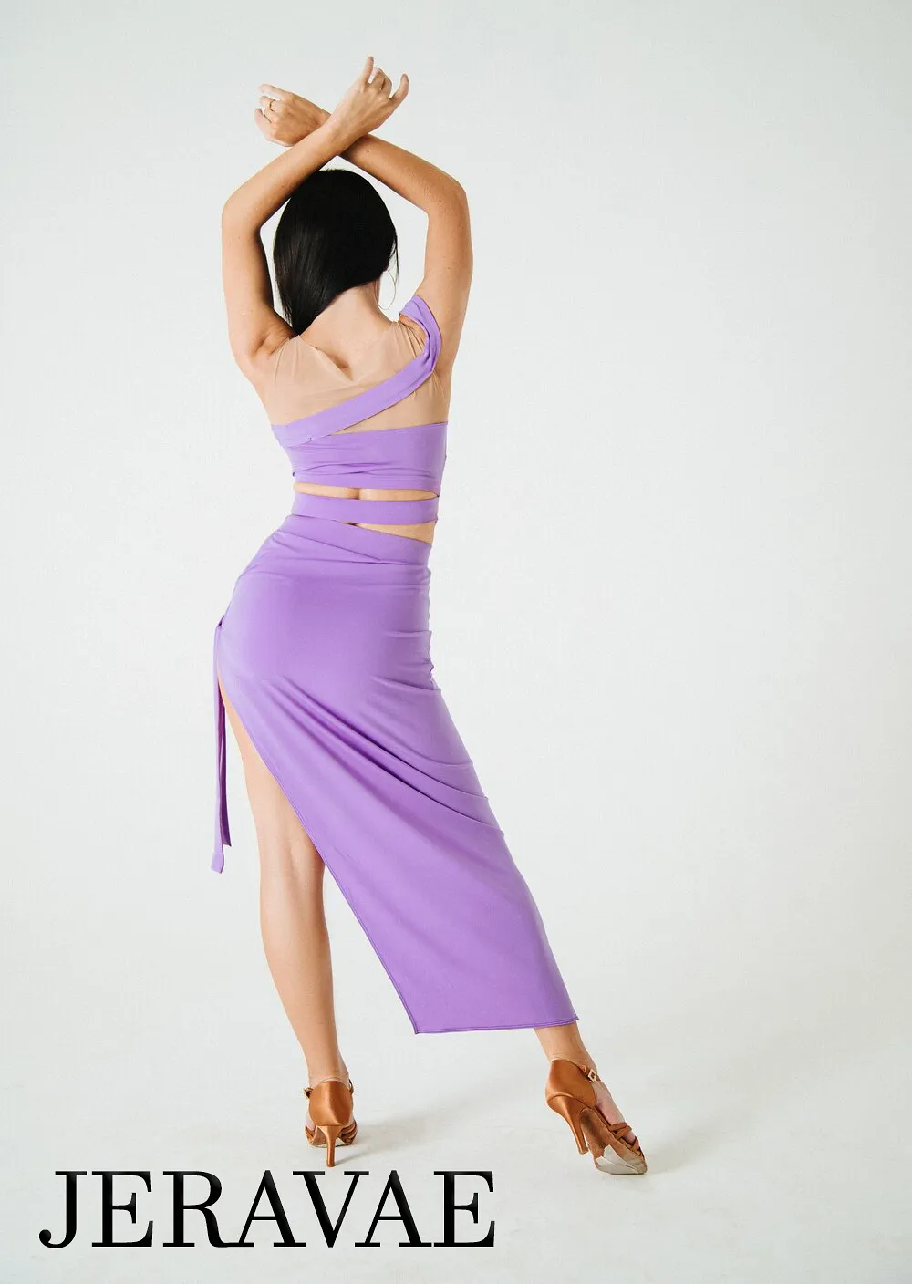 Sirius Practice Dance Wear Sleeveless Latin Crop Top with Nude Mesh Illusion Neckline Available in Violet and Black PRA 845 in S