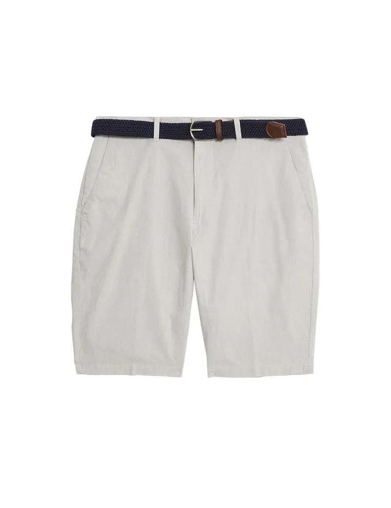 Striped Belted Stretch Chino Shorts