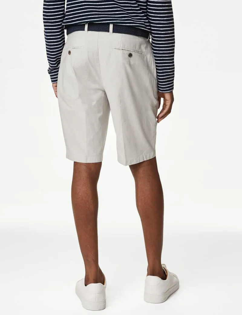 Striped Belted Stretch Chino Shorts