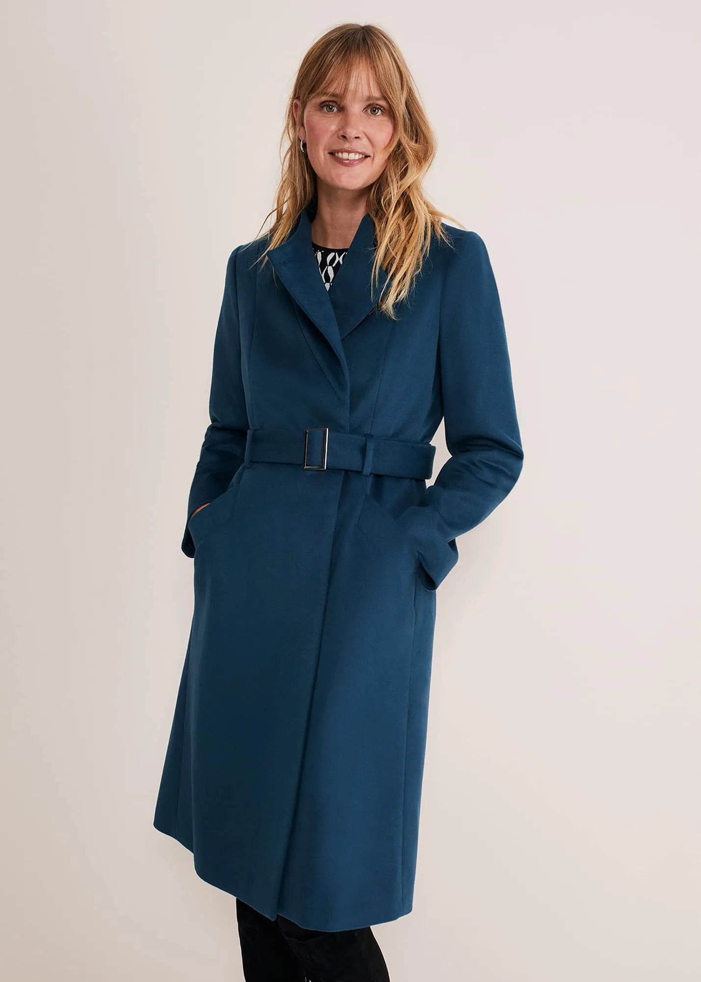 Susie Collarless Wrap Coat