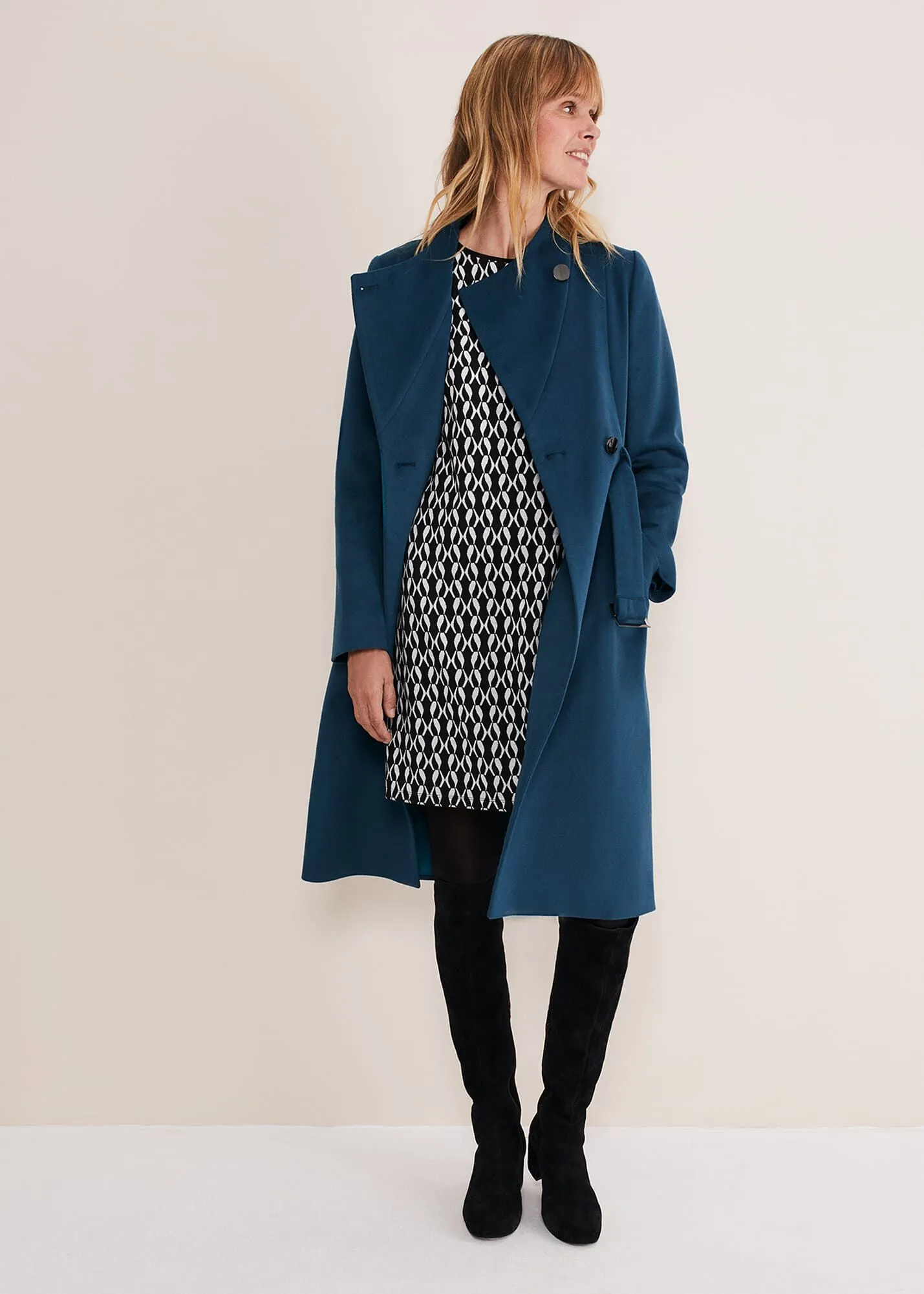 Susie Collarless Wrap Coat