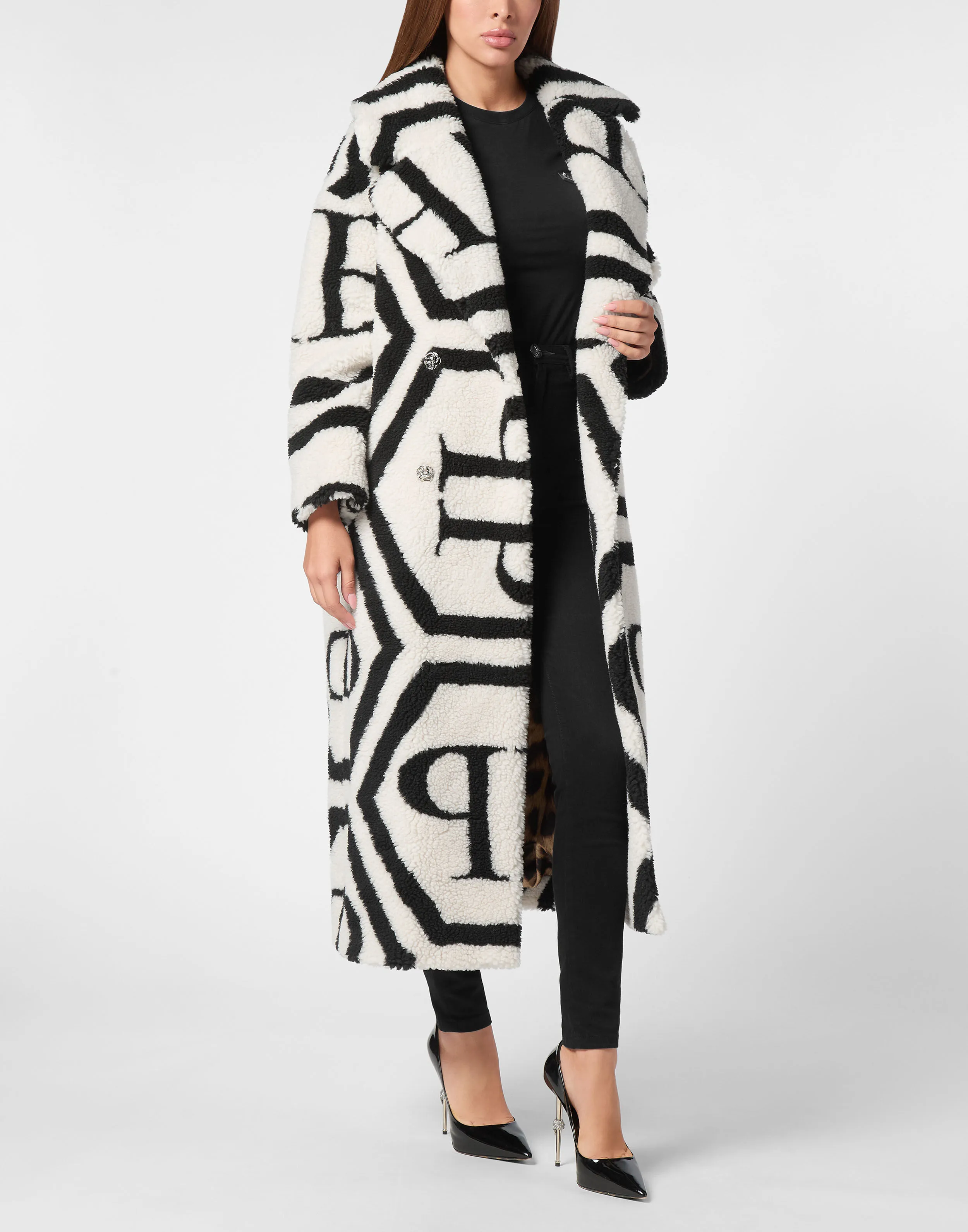 Teddy Long Eco Fur Coat Monogram